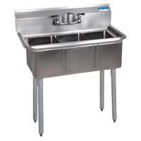 BK Resources 35-1/2"Wx19-13/16in (3) Compartment Convenience Store Sink - BKS-3-1014-10 