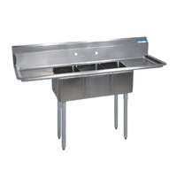 BK Resources 60"Wx19-13/16in (3) Compartment Convenience Store Sink - BKS-3-1014-10-15T 