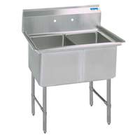 BK Resources 41"x23.5"x14" Two Compartment 16 Gauge Stainless Steel Sink - BKS6-2-18-14S