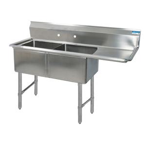 BK Resources BKS6-2-18-14-18RS 59inx23.5in Two Compartment 16 Gauge Stainless Steel Sink 