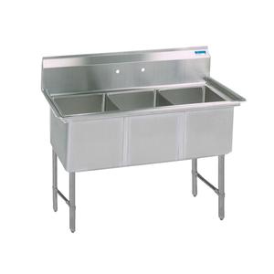 BK Resources BKS6-3-18-14S 59inx23.5in Three Compartment 16 Gauge Stainless Steel Sink 