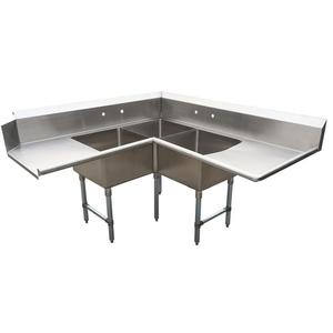 BK Resources BKSDT-CO3-2012-LS Three Compartment Left-to-Right Corner Soiled Dishtable 