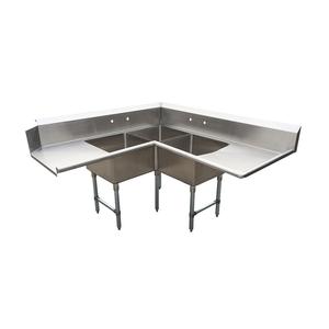 BK Resources BKSDT-CO3-2012-RS Three Compartment Right-to-Left Corner Soiled Dishtable 