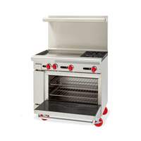 American Range 36in Commercial (2) Burner Gas Range with 24in Griddle & Oven - AR-24G-2B 