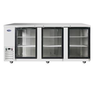 Atosa 90" Triple Glass Door Stainless Steel Back Bar Refrigerator - MBB90GGR