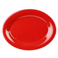 Thunder Group 9.5"x7.25" Pure Red Oval Melamine Platters - 1 Doz - CR209PR
