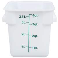 Thunder Group 4qt White Polyethylene Square Food Storage Container - PLSFT004PP 