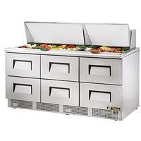 True 72in Mega Top Sandwich/Salad Prep Table with Six Drawers - TFP-72-30M-D-6 