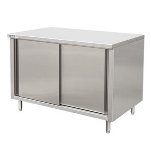 GSW USA CTD-3060S 60inx 30in 18 Gauge Stainless Steel Work Table with Cabinet Base 