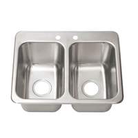 BK Resources Two Compartment 24inx18in Stainless Steel Drop-In Sink - DDI2-10141024-P-G 