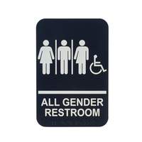 Winco 6in x 9in All Gender/Accessible Sign - Black Plastic - SGNB-608 