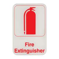 Winco 6in x 9in Fire Extinguisher Sign - Red on White Plastic - SGN-682W 
