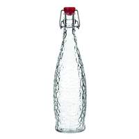 Libbey 1 Liter Glacier Glass Bottle w/ RED Wire Bail Lid - 13150121