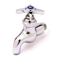 T&S Brass Single Sink Wall Mount Faucet - 4-Arm Handle with Blue Index - B-0700 