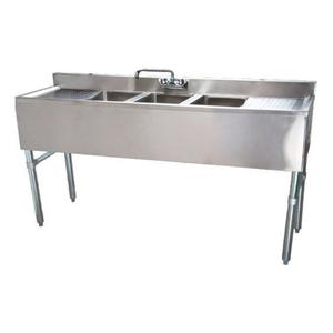 Falcon Food Service 3 Compartment Bar Sink with Double Drainboards - BS3T101410-13LR 