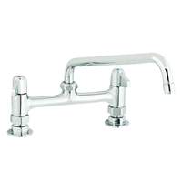 T&S Brass 8in Deck Mount Mixing Faucet with 12in Swivel Spout & 2in Flange - 5F-8DLX12 
