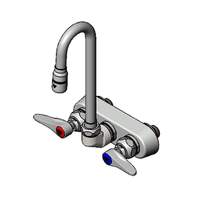 T&S Brass 4in Wall Mount Workboard Faucet with 2-11/16in Gooseneck - B-1115-132X 