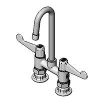 T&S Brass Equip 4" Deck Mount Workboard Faucet w/ 3" Gooseneck Spout - 5F-4DWS03