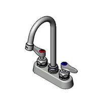 T&S Brass 4in Deck Mount Workboard Faucet with 4-3/8in Swing Gooseneck - B-1141-2-V22-CR 