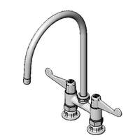T&S Brass Equip 4" Deck Mount Faucet w/ Wrist Handles & 9" Gooseneck - 5F-4DWS09