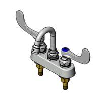 T&S Brass 4in Deck Mount Workboard Faucet with 3in Swing Gooseneck - B-1110-131X-WH4 