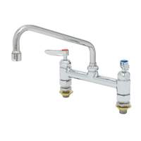 T&S Brass 8in OC Deck Mount Workboard Mixing Faucet with 10in Swivel Spout - B-0220-61X-CCCR 