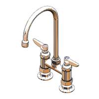 T&S Brass 4in Deck Mount Workboard Faucet with 5-1/2in Swing Gooseneck - B-0325-A22 