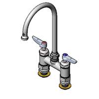 T&S Brass 4in Deck Mount Chrome Plated Faucet with 5-3/4in Swing Gooseneck - B-0325-CC-CR 