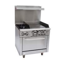 Falcon Food Service 36in (2) Burner Gas Range with 24in Right Side Griddle & Oven - AR36-24R 