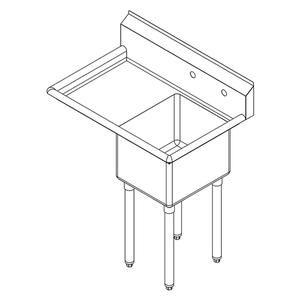 Falcon Food Service 18inx18in (1) Compartment Stainless Steel Sink - E1C-18X18-L-18 