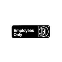 Winco 3in x 9in Black Plastic "Employees Only" Sign - SGN-305 