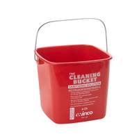 Winco 6 Qt Red Polypropylene Sanitizing Cleaning Bucket - PPL-6R