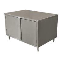 BK Resources 48in x 36in Stainless Cabinet Base Work Table with Hinged Doors - CST-3648H 