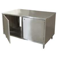 BK Resources 48in x 36in Stainless Cabinet Base Work Table with Hinged Doors - CST-3648HL2 