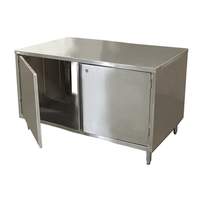 BK Resources 60" x 36" Stainless Cabinet Base Work Table w/ Hinged Doors - CST-3660HL2