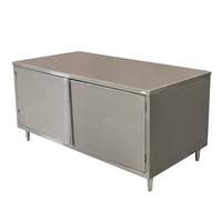 BK Resources 72" x 36" Stainless Cabinet Base Work Table w/ Hinged Doors - CST-3672H