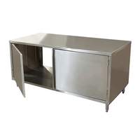 BK Resources 72in x 36in Stainless Cabinet Base Work Table with Hinged Doors - CST-3672H2 