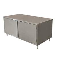 BK Resources 72" x 36" Stainless Cabinet Base Work Table w/ Hinged Doors - CST-3672HL