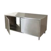 BK Resources 72in x 36in Stainless Cabinet Base Work Table with Hinged Doors - CST-3672HL2 