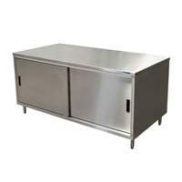 BK Resources 72" x 36" Stainless Cabinet Base Work Table w/ Sliding Doors - CST-3672S