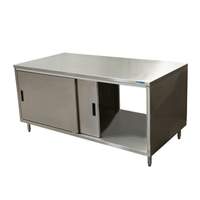 BK Resources 72" x 36" Stainless Cabinet Base Work Table w/ Sliding Doors - CST-3672S2