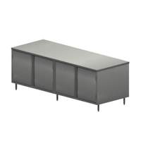 BK Resources 96in x 36in Stainless Cabinet Base Work Table with Hinged Doors - CST-3696HL 