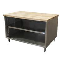BK Resources 48in x 36in Cabinet Base Work Table with Open Front & Maple Top - CMT-3648 
