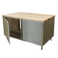 BK Resources 48in x 36in Cabinet Base Work Table w/Hinged Doors & Maple Top - CMT-3648H2 