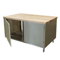 BK Resources 48in x 36in Cabinet Base Work Table w/Hinged Doors & Maple Top - CMT-3648HL2 