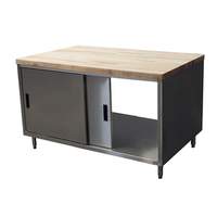BK Resources 48inx36in Cabinet Base Work Table w/Sliding Doors & Maple Top - CMT-3648S2 