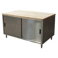 BK Resources 72inx36in Cabinet Base Work Table w/Sliding Doors & Maple Top - CMT-3672S 