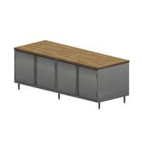 BK Resources 96in x 36in Cabinet Base Work Table w/Hinged Doors & Maple Top - CMT-3696H 