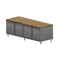 BK Resources 96" x 36" Cabinet Base Work Table w/Hinged Doors & Maple Top - CMT-3696HL