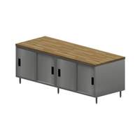 BK Resources 96inx36in Cabinet Base Work Table w/Sliding Doors & Maple Top - CMT-3696S2 